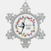 Majorette Baton Twirler Weihnachtsschmuck Schneeflocken Zinn-Ornament (Vorderseite)