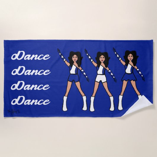 Majorette/Dancer Beach Handtuch (blau weiß) (Vorderseite)