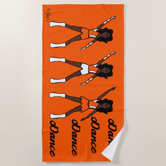 Majorette/Dancer Beach Handtuch (Orange White) (Vorderseite)