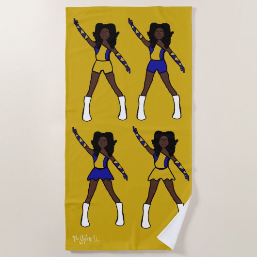 Majorette/Dancer Beach Towel (Blue Gold) Strandtuch (Vorderseite)