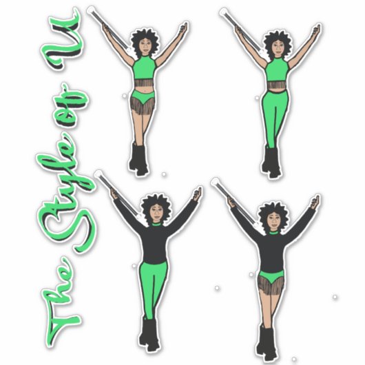 Majorette / Dancer Quick Change Stickers Fringe L Aufkleber (Vorderseite)