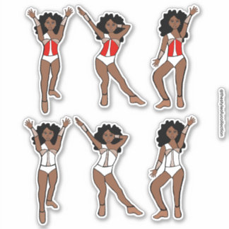 Majorette/ Dancer Stickers Red White Switch A Aufkleber