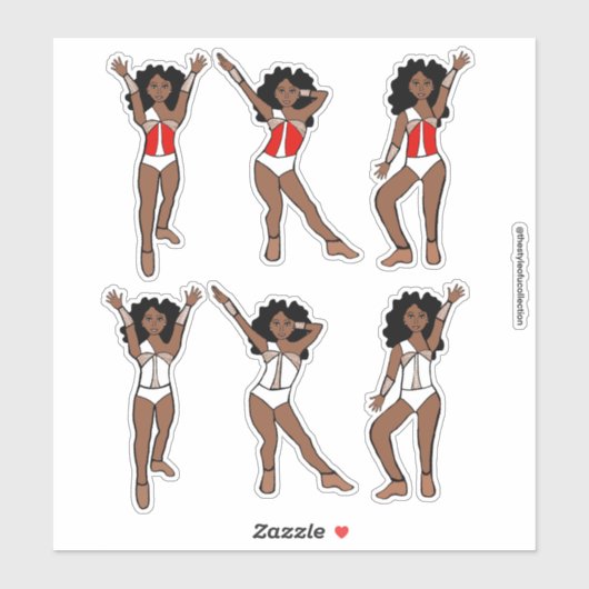 Majorette/ Dancer Stickers Red White Switch A Aufkleber (Blatt)