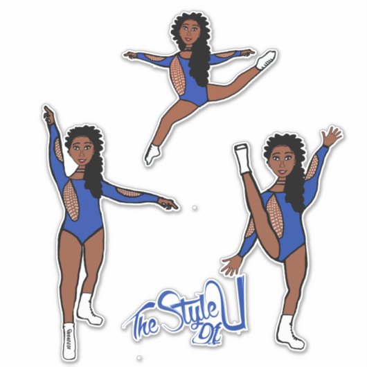 Majorette / Dancer Tri Pose Blue Aufkleber (Vorderseite)
