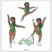 Majorette / Dancer Tri Pose Green Aufkleber (Blatt)