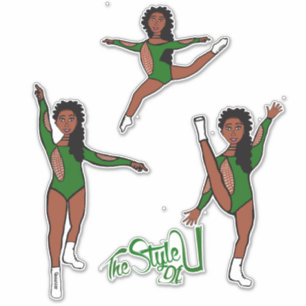 Majorette / Dancer Tri Pose Green Aufkleber