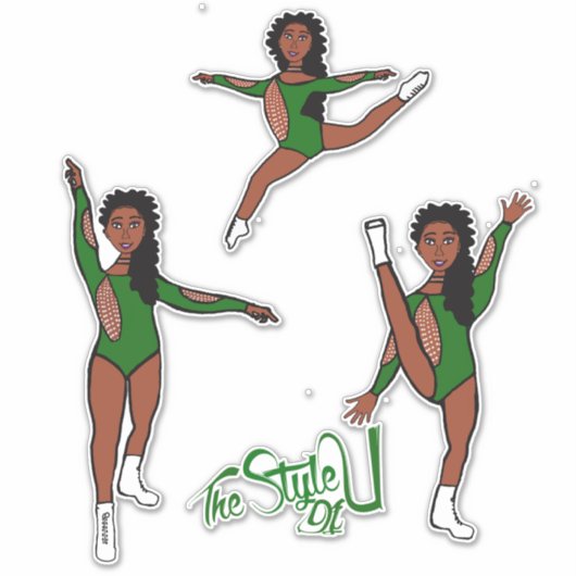 Majorette / Dancer Tri Pose Green Aufkleber (Vorderseite)
