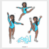 Majorette / Dancer Tri Pose Türkis Aufkleber (Blatt)