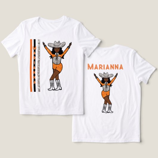 Majorette/Dancer Western Silver Orange Tri-Blend Shirt (Design Vorderseite & Rückseite)