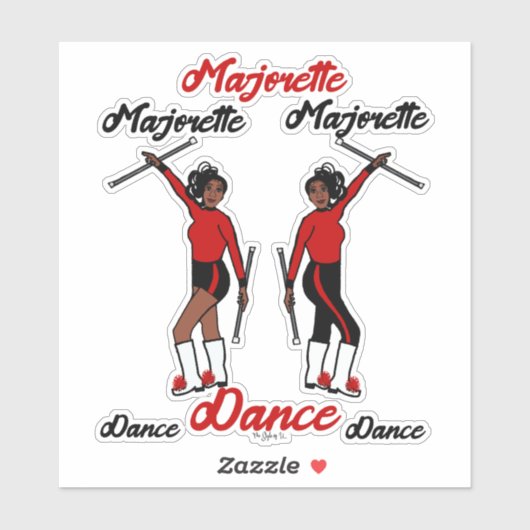Majorette Stickers (Schwarz Rot 2) Aufkleber (Blatt)