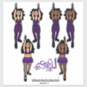 Majorette / Tänzer Quick Change Stickers Lila x2 Aufkleber (Blatt)