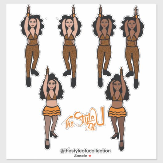 Majorette / Tänzer Quick Change Stickers Orangex2 Aufkleber (Blatt)