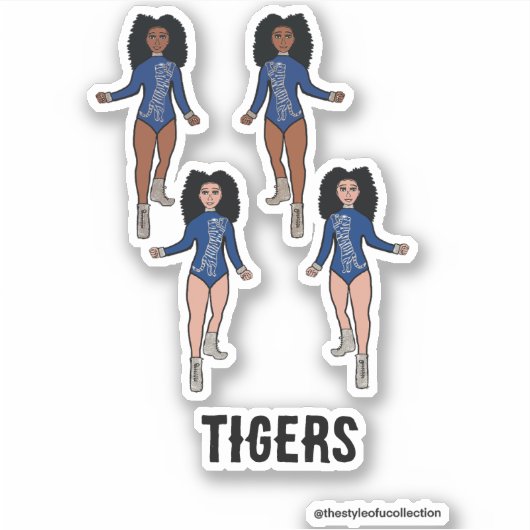Majorette / Tänzer Sticker Blau Silver Tiger (Vorderseite)