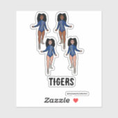 Majorette / Tänzer Sticker Blau Silver Tiger (Blatt)