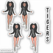 Majorette / Tänzer Sticker Schwarzes Silber Tiger (Vorderseite)