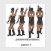 Majorette / Tänzer Stickers Black Fringe #1 Aufkleber (Blatt)