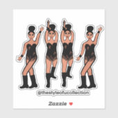 Majorette / Tänzer Stickers Black Fringe #2 Aufkleber (Blatt)