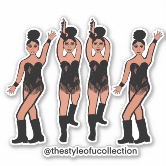Majorette / Tänzer Stickers Black Fringe #2 Aufkleber (Vorderseite)