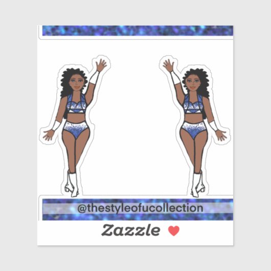 Majorette / Tänzer Stickers Blue Sparkle Aufkleber (Blatt)
