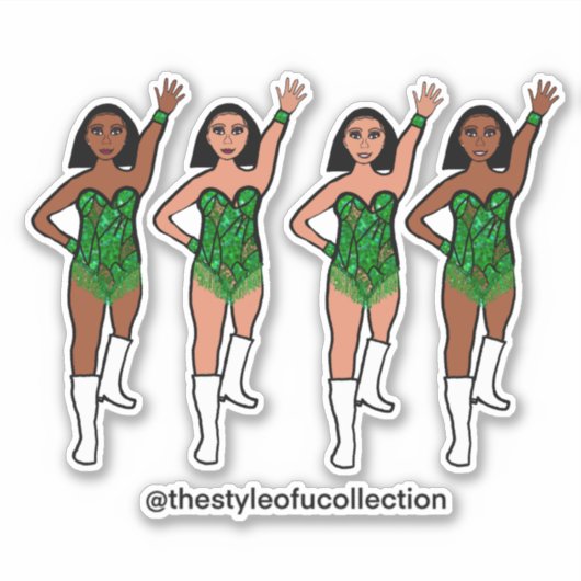 Majorette / Tänzer Stickers Green Fringe Aufkleber (Vorderseite)