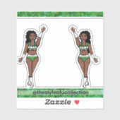 Majorette / Tänzer Stickers Green Sparkle Aufkleber (Blatt)