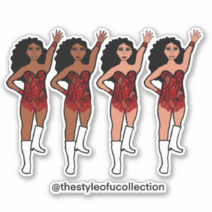 Majorette / Tänzer Stickers Red Fringe Aufkleber