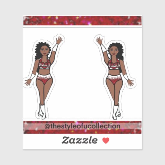 Majorette / Tänzer Stickers Red Sparkle Aufkleber (Blatt)