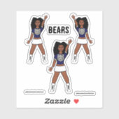 Majorette / Tänzeraufkleber Blau Silberbär A Aufkleber (Blatt)