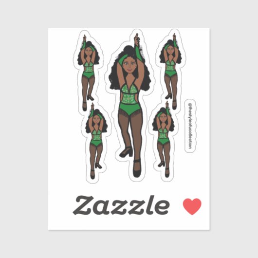 Majorette / Tänzeraufkleber Grün/Schwarz Rand 1 Aufkleber (Blatt)