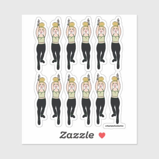 Majorette / Tänzeraufkleber Minze Schwarz 2 Aufkleber (Blatt)