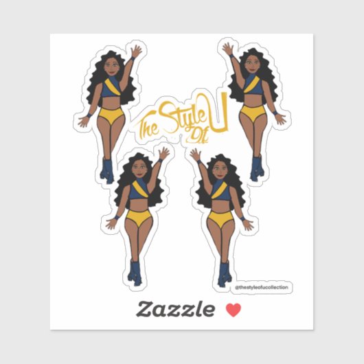 Majorette / Tänzeraufkleber, Navy & Yellow Aufkleber (Blatt)