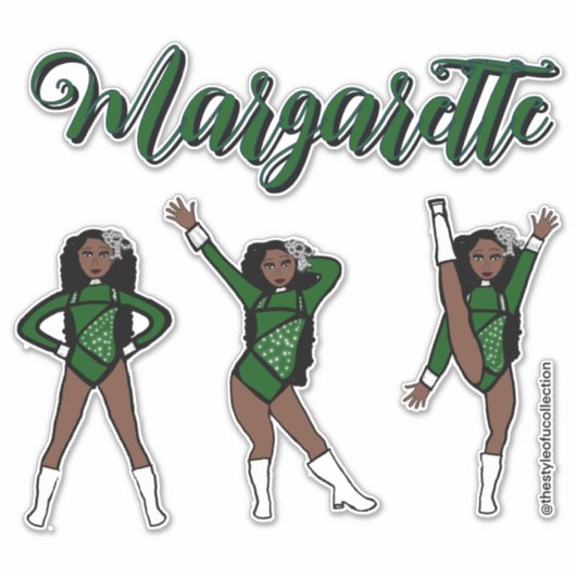 Majorette Tri- Pose / Green Diamond # 1 Aufkleber (Vorderseite)
