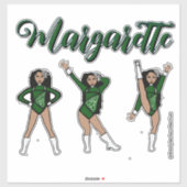 Majorette Tri-Pose / Grüner Diamant # 2 Aufkleber (Blatt)
