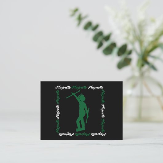 Majorette Twirler Notecard #1 ( Green Black ) Mitteilungskarte (Stehend Vorderseite)