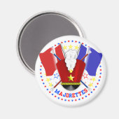 Majorettes überquerte Flaggen und Batons Magnet! Magnet (Vorderseite/Rückseite)