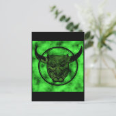 Makaber: Grinsender grüner Dämon Postkarte (Stehend Vorderseite)