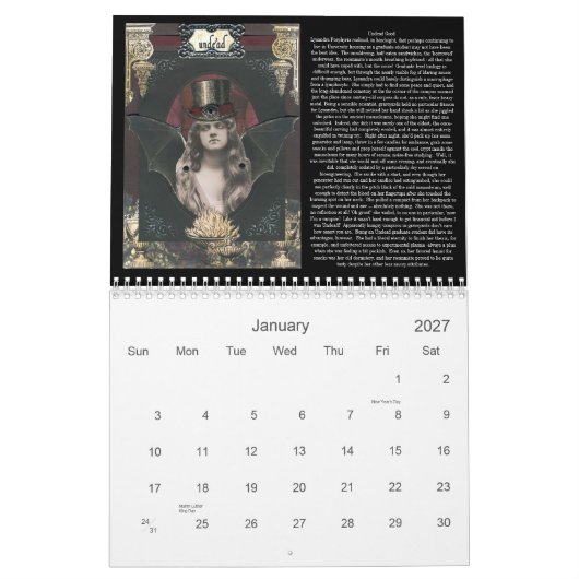 Makaberes gotisches Winona Plätzchens 2012 Kalender (Jan 2027)