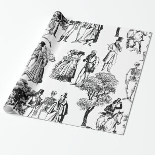 makabre Halloween-Regency-Skelett-Toile Geschenkpapier