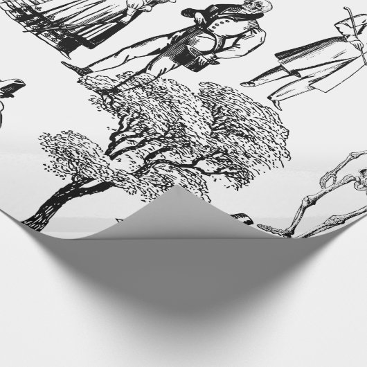 makabre halloween skelettoile geschenkpapier (Ecke)