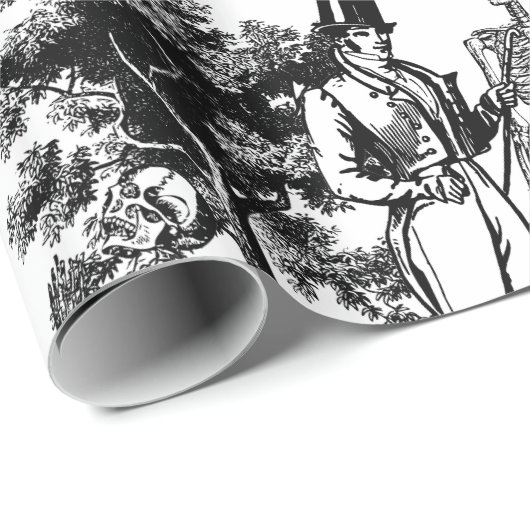 makabre halloween skelettoile geschenkpapier (Rolleneckpunkt)