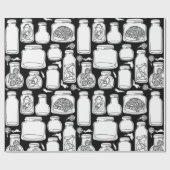 makabre medizinische Exemplare Schwarz-weiß gotisc Geschenkpapier (Flach)