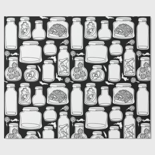 makabre medizinische Exemplare Schwarz-weiß gotisc Geschenkpapier (Flach)