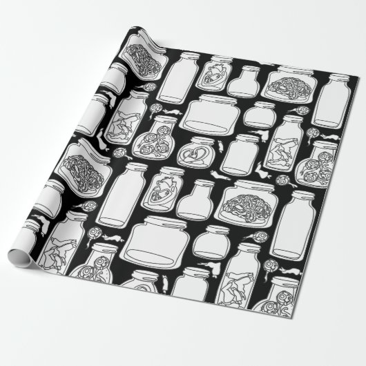 makabre medizinische Exemplare Schwarz-weiß gotisc Geschenkpapier (Ungerollt)