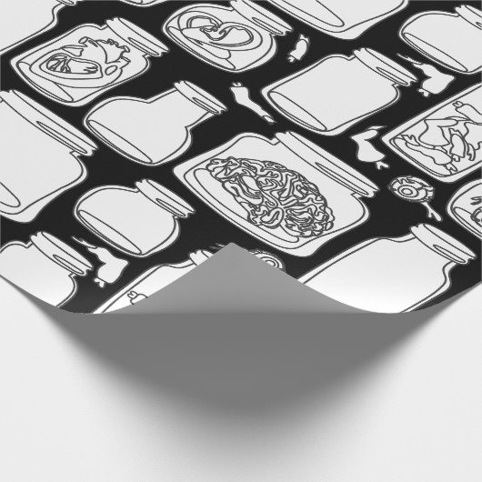 makabre medizinische Exemplare Schwarz-weiß gotisc Geschenkpapier (Ecke)