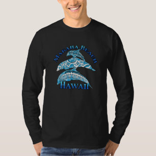 Makaha Strand Hawaii Urlaub Stammes-Delfine T-Shirt