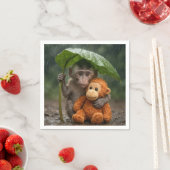 Makakenaffe mit orangefarbenem Orang-Utan Serviette (Beispiel)