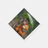 Makakenaffe mit orangefarbenem Orang-Utan Serviette (Ecke)