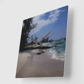 Makalawena Beach Quadratische Wanduhr (Winkel)