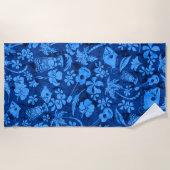 Makapuu Beach Hawaiian Batik Royal Blue Strandtuch (Vorderseite)