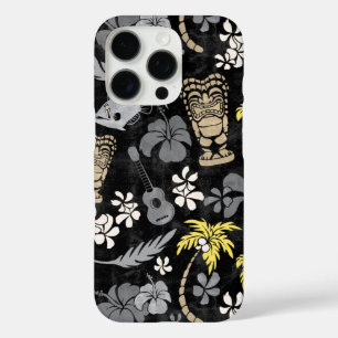 Makapuu Beach Hawaiian Batik Schwarz Grau iPhone 16 Pro Hülle